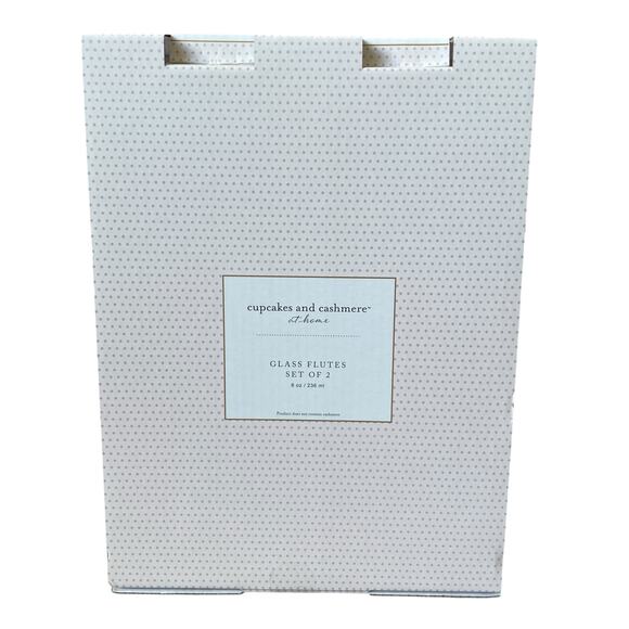 VIRAL Cupcakes & Cashmere Pink Heart Glass Champagne Flutes Set of 2 New - Picture 12 of 14